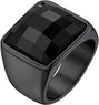 New Fashion Black Large Crystal Stone Stainless Steel Rings