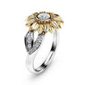 New Women's Cute Sunflower Crystal Wedding Ring Bands