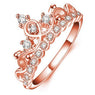 New Rose Gold Silver Color Metal CZ Zirconia Princess Crown Shaped Finger Ring For Women Exquisite Luxury Wedding Jewelry For Party Occasions