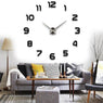 Home Office 3D Mirror Large Black Wall Clock Sticker Decal