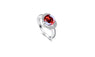 Silver Red Heart Cubic Zirconia Classic Ring for Women