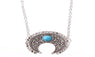 Boho Silver Turquoise Hippie Bohemian Ethnic Moon Pendant Necklace