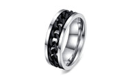 Stainless Steel Black Chain Spinner Rings For Men - sparklingselections