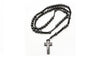 Catholic Christ Wooden 8mm Rosary Bead Cross Pendant Necklace
