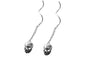 Silver Skull Cross Threader Dangle Earrings