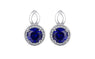 Women Blue Sapphire Halo Charm Earrings