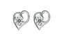 Silver Heart Design Stud Earrings