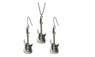 Silver Tone Charm Guitar Women Jewelry Set