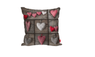 Decorative Grid Red Wood Love Animal Print Linen Cushion Cover