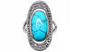 Antique Sliver Plated Hollow Oval Rhinestone Ring (7,8)
