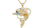 Gracious Opals Dolphins Exquisite Crystal Pendant Necklace