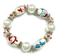 3D Hand Painted Glass Beads Christmas Stretch Bracelet - sparklingselections