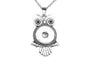 Silver Plated Owl Shape Snap Button Pendant Necklace