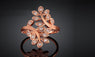 Gold Color Inlaid Crystal Leaves Flower Plant Shape Ring