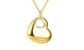 Shiny Gold Color Heart in Heart Design Pendant Necklace