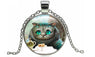 Cheshire Cat Glass Cabochon Pendant Necklace