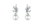 Silver Love Angel Clear Pearl Stud Earrings