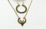 Gold Plated Double Half Moon Pendant Necklace