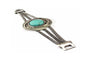 Vintage Round Green Stone Silver Snake Chain Bangle