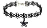 Simple Punk Trendy Black Flannel Hollow Flower Choker Necklace