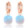 Women's Fine Natural Moonstone Solid Drop Rose Gold Earrings