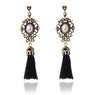 Vintage Alloy Flower Tassel Rhinestone Women Earrings Jewelry