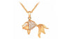 Lovely Austrian Crystal Gold Fish Style Pendant Necklace