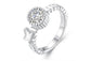 Round Crystal With Butterfly Silver Ring For Women (7,8)