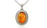 Oval Baltic Created Honey Carved Exquisite Pendant Necklace