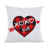 XOXO Y'all Throw Pillow Cover Cushion Case for Sofa Couch Valentines Day Buffal Plaids Home Decor Cotton Polyester 18" x 18" Inch