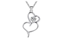 Silver Plated Double Heart With CZ Stone Pendant Necklace