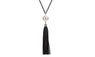 Charm Beads Leather Tassels Pendant Necklace