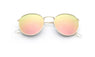 Gold Plated Frame Pink Lens Classic Round Sunglasses