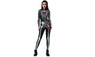 New Halloween Party Skinny Rose and Skeleton 3D Print Long Sleeve TurtleNeck Cosplay Costume