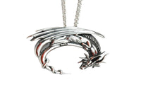 New Stylish Winged Dragon on Moon Medieval Pendant Necklace - sparklingselections