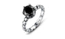 Sterling Silver Ring with Black Cubic Zirconia For Women Wedding