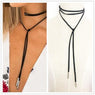 Black Terciopelo Leather Bow Choker Necklace