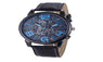 Men's Leather Strap Quartz Sports Wrist Watches