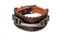 Leather Men Bracelets Punk Handmade Wide Cuff Rope Bracelet