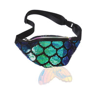 New Mermaid Tail Fanny Pack Colorful Sequin Waist Bag Chest Pouch Bag For Women Fashion Trend Solid Men PU Bag - sparklingselections
