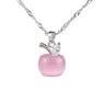 Apple Shape Pendant Necklace High Quality Crystal Leaf Charm Necklace For Women, Girls, Gift Jewelry