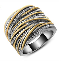 Intertwined Crossover 2 Tone Statement Ring for Women Men Gold and Silver Plated 18mm - sparklingselections