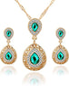 Top Trending Jewelry Set For Women Crystal Waterdrop Gold Red Color Necklace And Earrings Jewelry Set