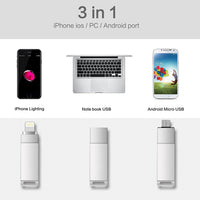 Multifuctional 3 in 1 Flash Drives Pendrive For iPhone iPad Android USB 3.0 32GB Memory Drive with Lightning - sparklingselections
