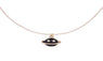 Wax Rope Gold Plated Black Enamel Saturn Pendant Chain Necklace