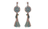 Vintage Bohemian Ethnic Tassel Fringe Leaf Stones Earrings For Women