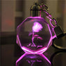 Artificial 3D Crystal Key Chain Engraving Glow Pink Pendant Valentine's Day Gift