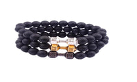 Fashionable Black Stone Beads Dumbbell Bracelet - sparklingselections