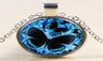 Blue and Black Butterflies Glass Pendant Necklace