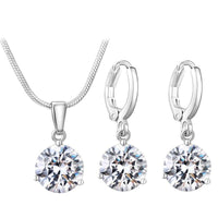 New Round Cubic Zircon Hypoallergenic Copper Jewelry Sets Fashion Drop Earrings Necklace Wedding Bridal Jewelry Sets - sparklingselections